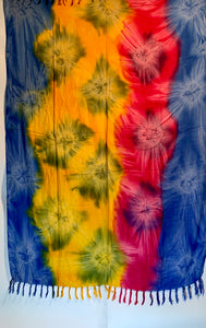 Sarong: Bunt-Blau-Gelb-Pink (Batik)