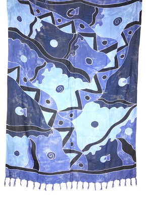 Sarong: Blautöne-Mosaik-Afrikanisch - Steineladen Larimar