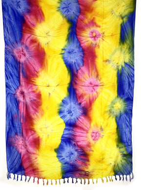 Sarong: Bunt-Blau-Gelb-Pink (Batik) - Steineladen Larimar