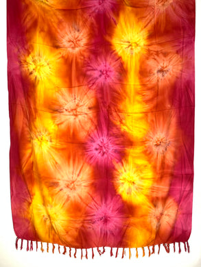 Sarong: Pink-Orange-Gelb Batik (Batik) - Steineladen Larimar