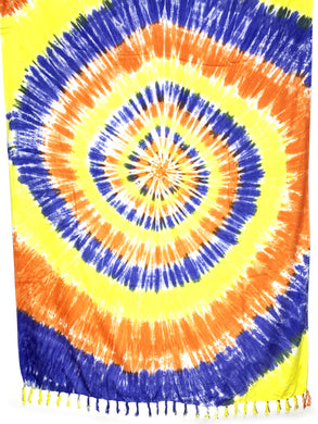 Sarong: Blau-Orange-Gelbe-Spirale (Batik) - Steineladen Larimar