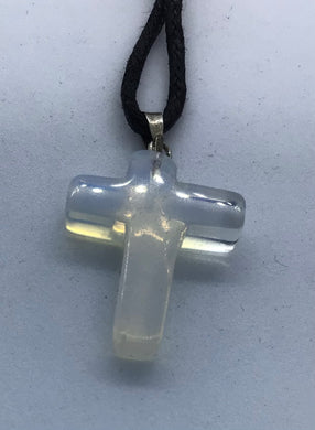Opalith (Glas)Kreuz mit Öse - Steineladen Larimar