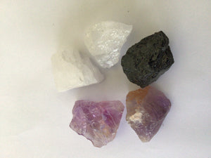 Schutzmischung -Wassersteine.Amethyst,Bergkristall,Schörl(schwarzer Turmalin)