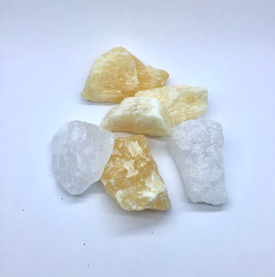 Wassersteine für Stabilität und Selbstvertrauen,Orangencalzit und Bergkristall - Steineladen Larimar