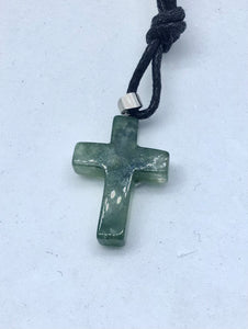 Moosachat Kreuz mit Öse - Steineladen Larimar
