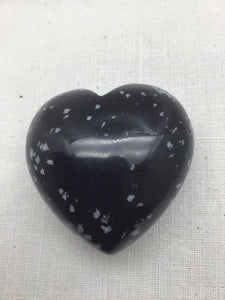 Schneeflocken Obsidian Herz klein(30x30 mm),Handschmeichler